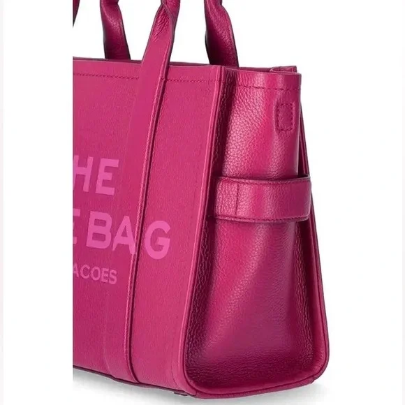 MARC JACOBS The Leather Medium Tote Bag Lipstick Pink - Picture 12 of 12